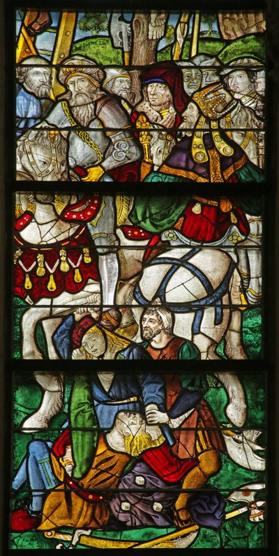 Window depicting the casting lots for Christ